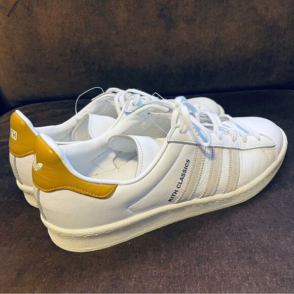 KITH Adidas Campus Leather White and Gold Sneakers mens size 12 US 46 2/3 EUR - Picture 5 of 8